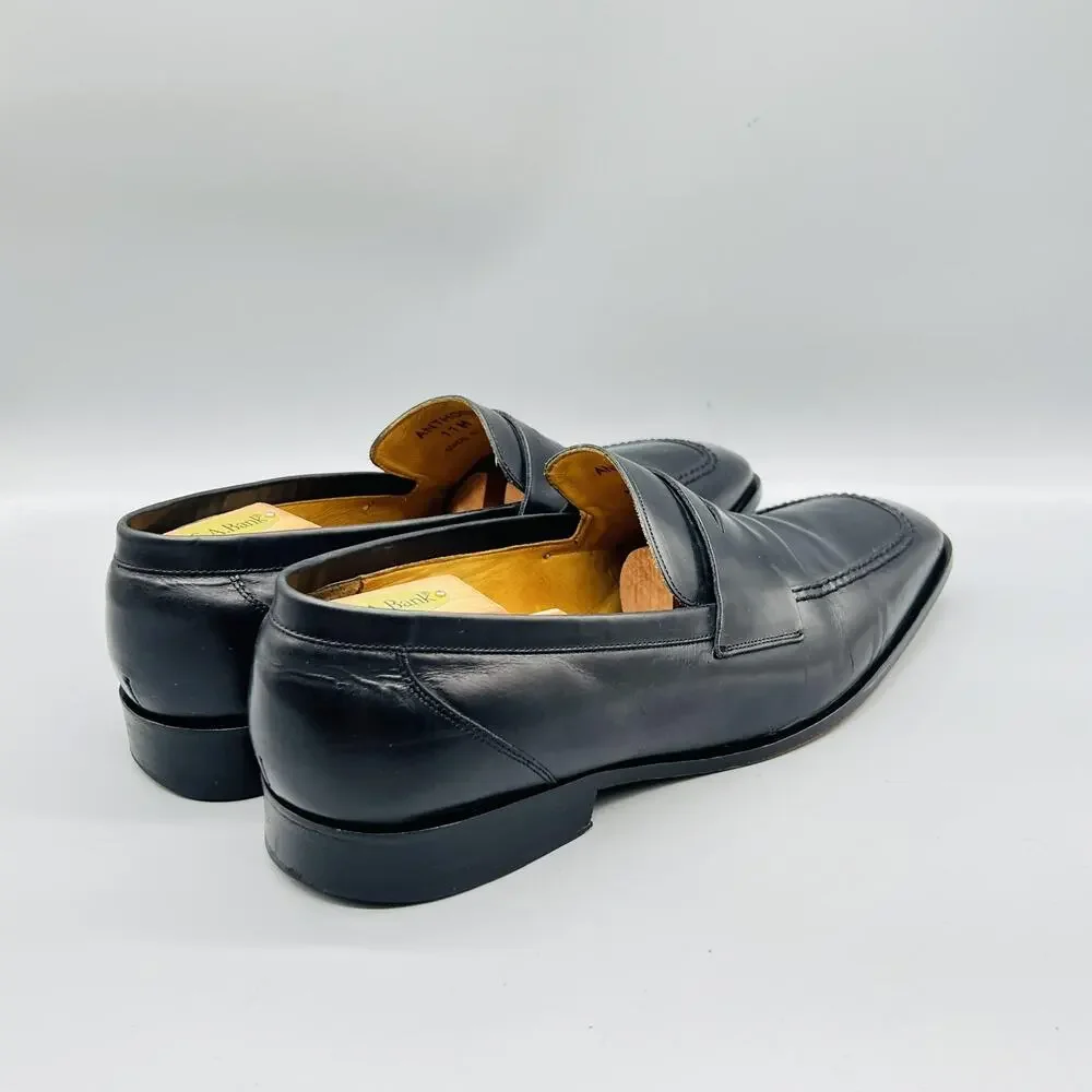 Mezlan Shoes Mens 11 Black Leather Anthony Penny Loafers Slip On Dress Classic